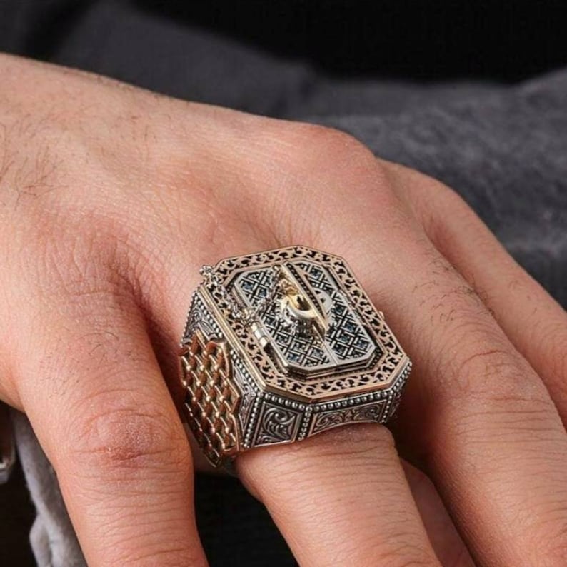 Handmade Kaaba Silver Ring Men Silver Ring Islamic Gifts Etsy