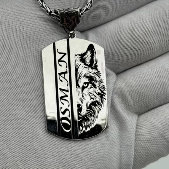 Wolf & Eagle Sterling Silver Pendant: Personalized Men's Necklace