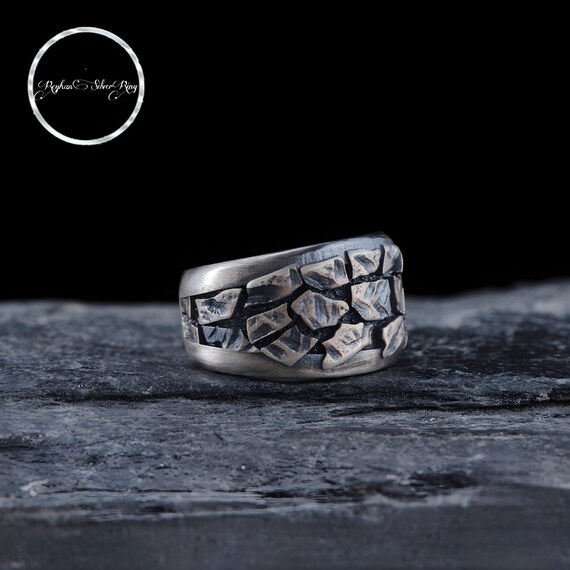 Handmade Turkish Sterling Silver Rock Ring: Nature Inspired Jewelry