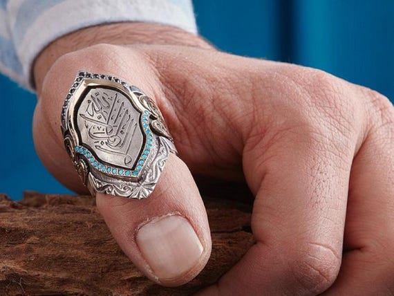 Ottoman Style Silver Thumb Ring, Artisan Archer Jewelry - Personalized Mens Dirilis Ring, Turkish Gifts