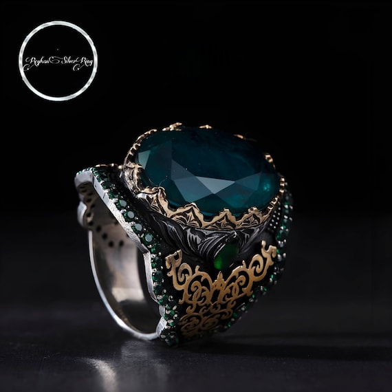 Handmade Green Paraiba Tourmaline Ring: Adjustable Sterling Silver Band