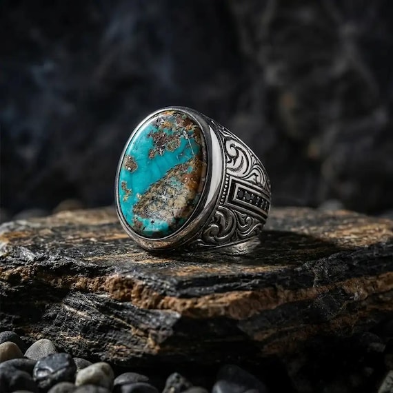 Natural Turquoise Stone Silver Ring
