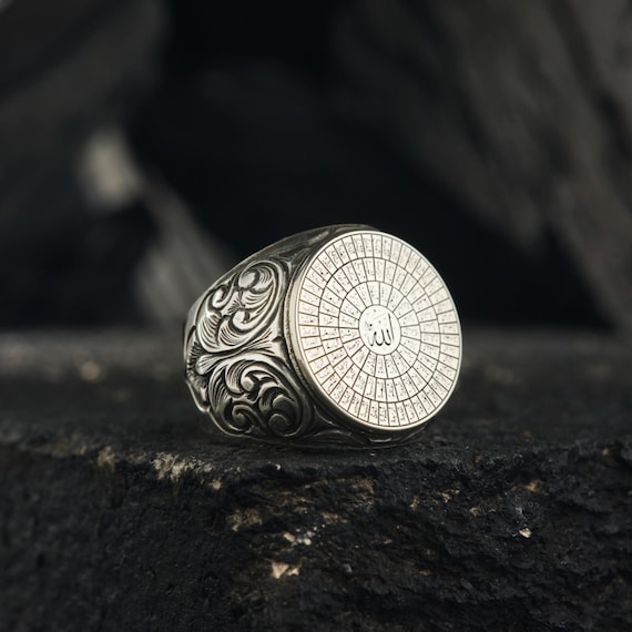 925 Sterling Silver Islamic Ring: Esmaül Hüsna, Ottoman Style
