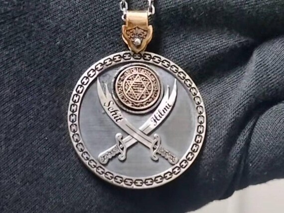 Handmade 925 Sterling Silver Sword Necklace: Seal of Solomon, Men's Jewelry