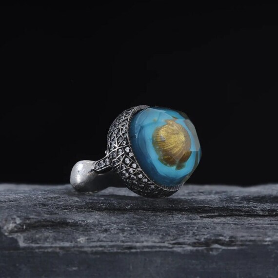 Unique Negative Engraved Masjid Aksa Ring in 925 Sterling Silver - Collector's Islamic Jewelry