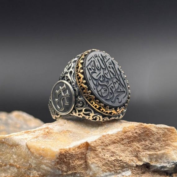 La Tahzen Agate Silver Ring for Men – 925 Sterling, Custom Engraved