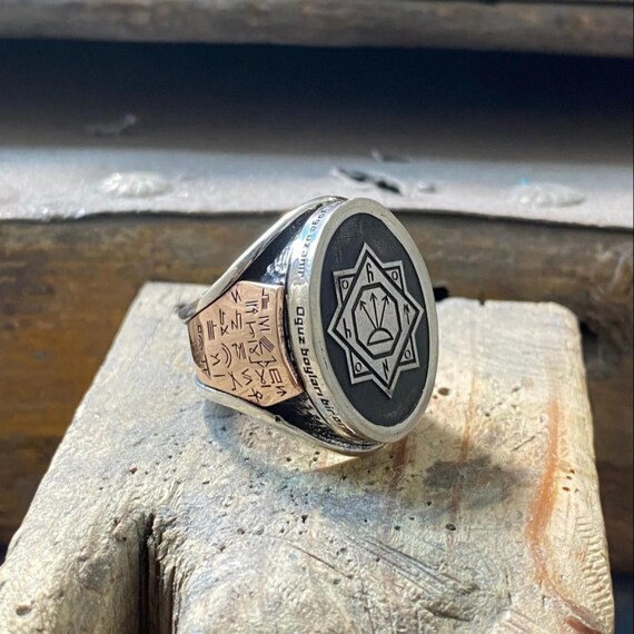 Oghuz Khan Seal Ring: Handmade 925 Sterling Silver Turkic Tamga Jewelry