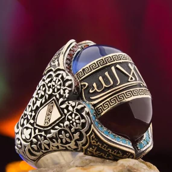 Handmade Sterling Silver Andalusian Men's Ring: Red Stone Adjustable Jewelry