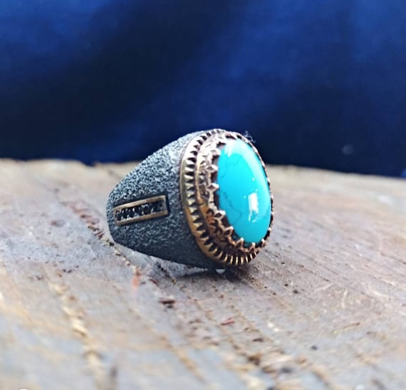 Turquoise Stone 925 Sterling Silver Ring - Adjustable Handmade Jewelry