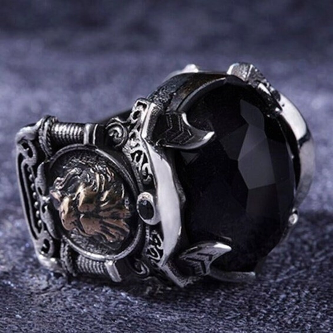 Handmade Lion Sterling Silver Men's Signet Ring - 925 Silver, Boho Lion Design, No Gemstone - View #3