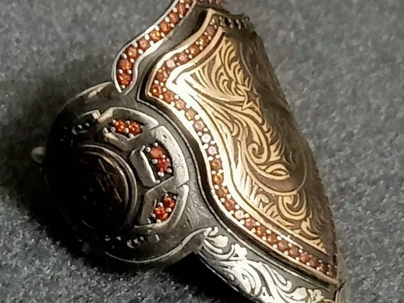 Sterling Silver Crescent Star Thumb Ring: Turkish Ottoman Archer Ring
