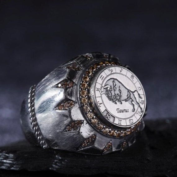 Sterling Silver Taurus Zodiac Sign Ring: Customizable