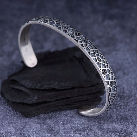 Handmade Micro Zircon 925 Sterling Silver Mens Bracelet