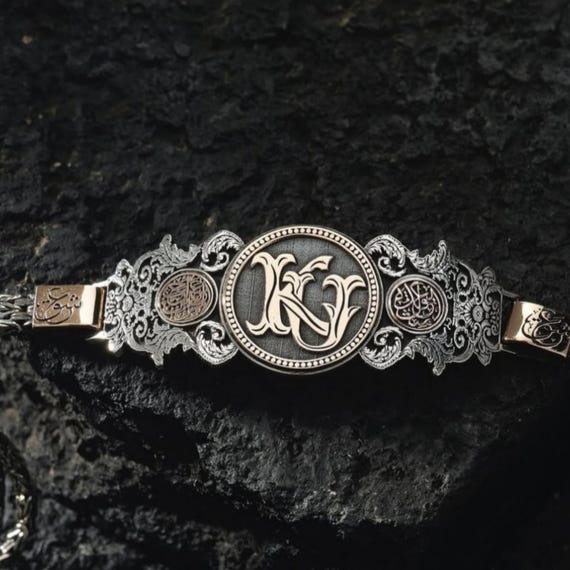 Personalized Sterling Silver Bracelet, Custom Initial, Ottoman Bangle