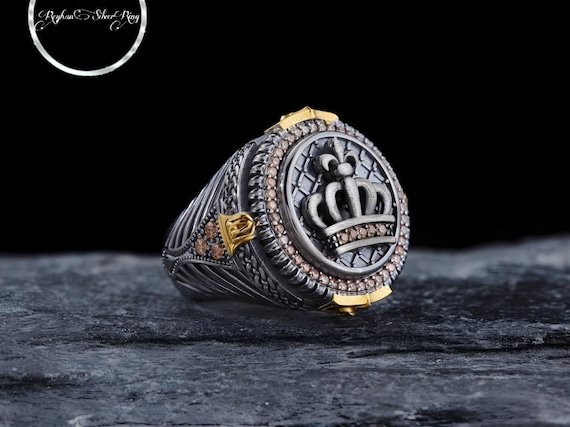 Handmade Sterling Silver Crown Ring: Ottoman Sultan Style