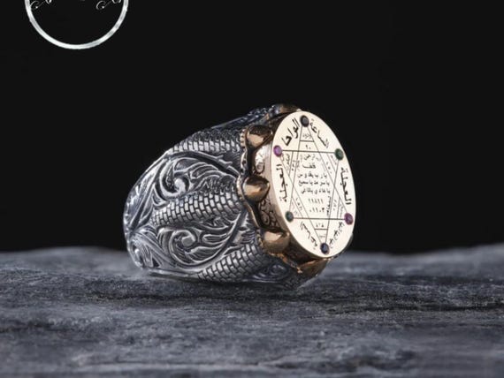 Handcrafted Sterling Silver Men's Ring: Eagle Claw Solomon's Seal