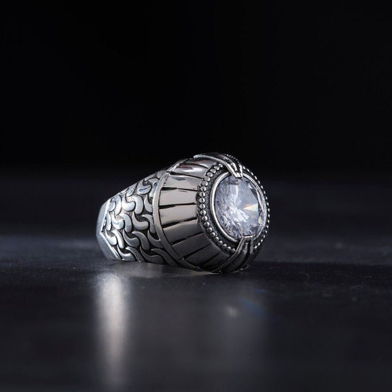 Handcrafted Zircon Stone 925 Sterling Silver Ring - Minimalist Design