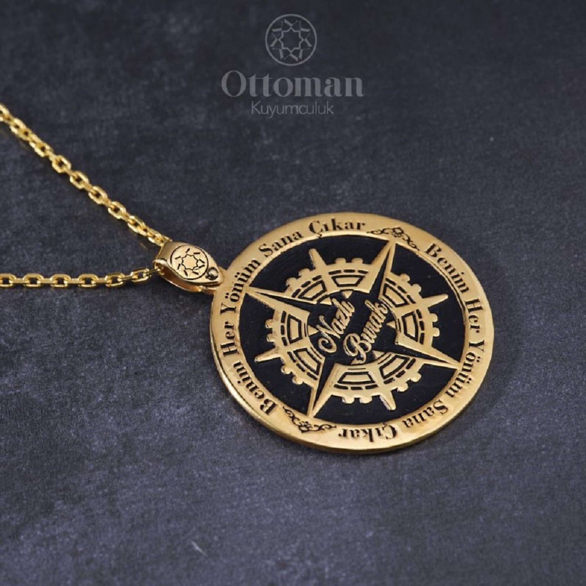 14KRW D/C Compass Rose Pendant - Gold Creations