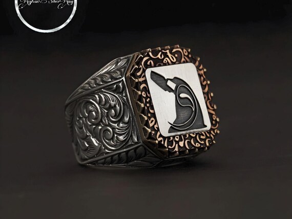 Handmade 925 Sterling Silver Mevlevi Ring: Engraved Rumi Design