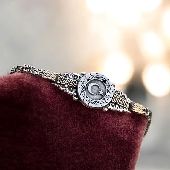 Handmade Sterling Silver Celestial Bracelet - Personalized Name Jewelry