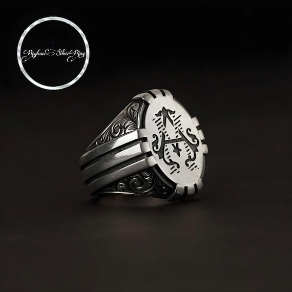 Engraved Initial Sterling Silver Ring: Handmade Personalized Jewelry