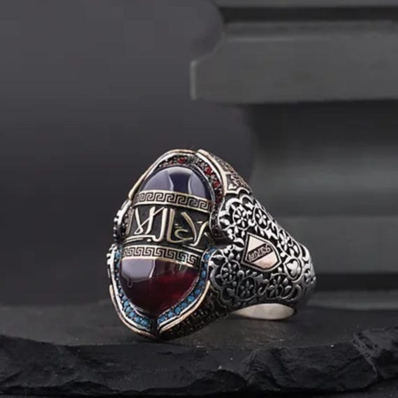 Andalusian Silver Ring with Red Stone