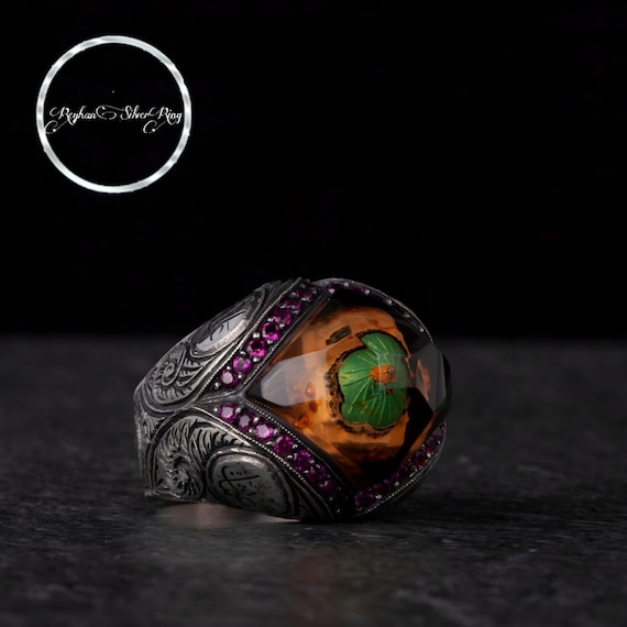 Masjid an-Nabawi Sterling Silver Men's Ring: Islamic Ottoman Calligraphy