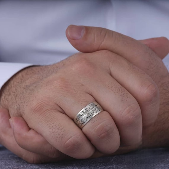 Handmade Sterling Silver Wedding Ring Set: Evil Eye Verse