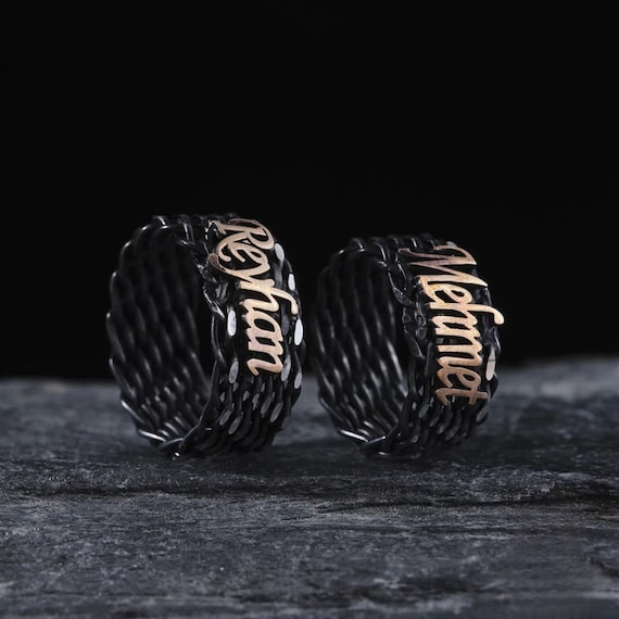 Personalized Sterling Silver Name Ring - Handmade Knitted Wedding Band