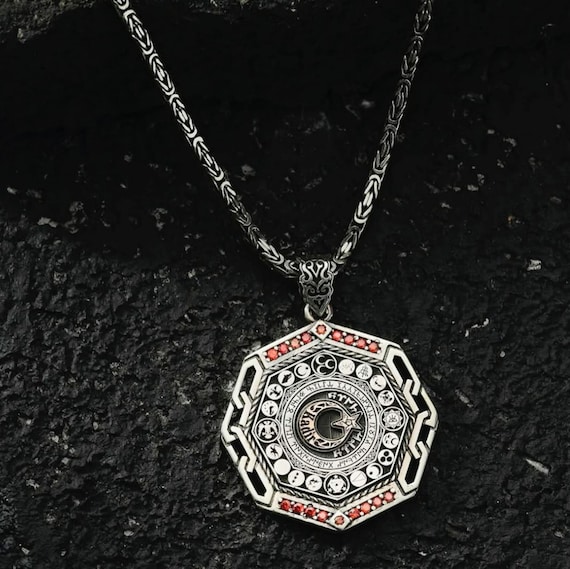 Sterling Silver Turkish Medallion Necklace – 16 States, Oğuz Khan Seal