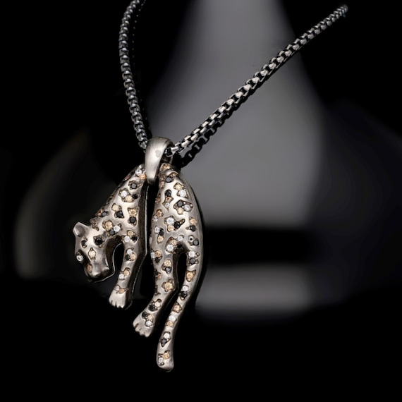 Sterling Silver Panther Necklace: Animal Design Jewelry