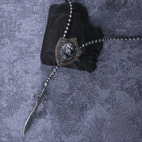 Handmade Sword Sterling Silver Necklace - Customizable Men's Jewelry