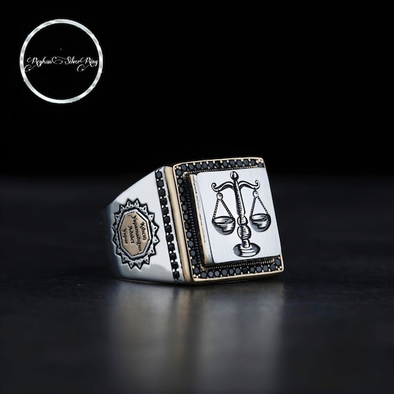 Sterling Silver Scales of Justice Ring - Lawyer Gift