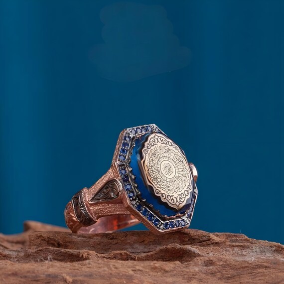 Stylish and Meaningful: Blue Adjustable Women's Ring with Surah Inshirah Engraving