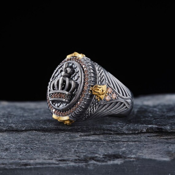 Handmade Crown Silver Ring: Ottoman Sultan Style