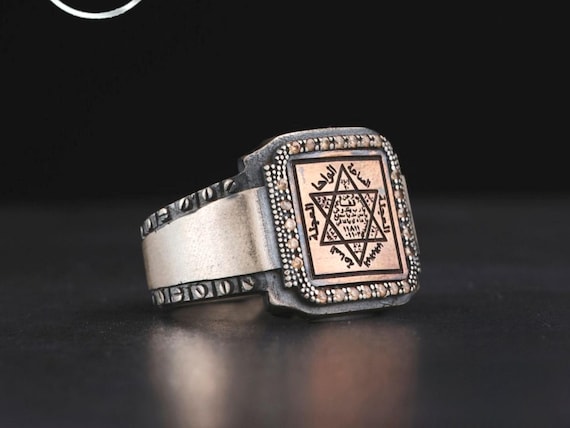 Handmade Sterling Silver Seal of Solomon Ring: Adjustable Talisman Jewelry