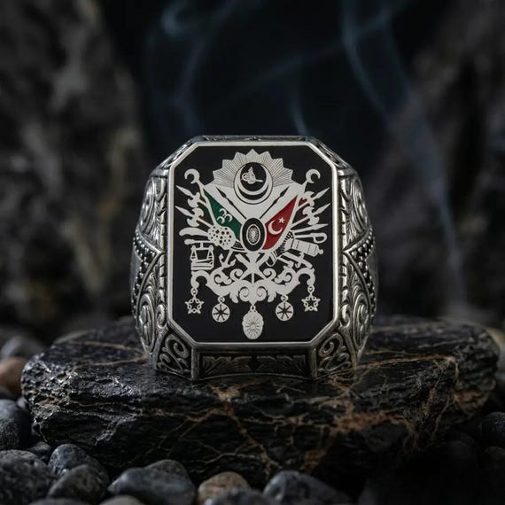 Majestic Ottoman Coat of Arms Ring, 925 Sterling Silver Men’s Ring