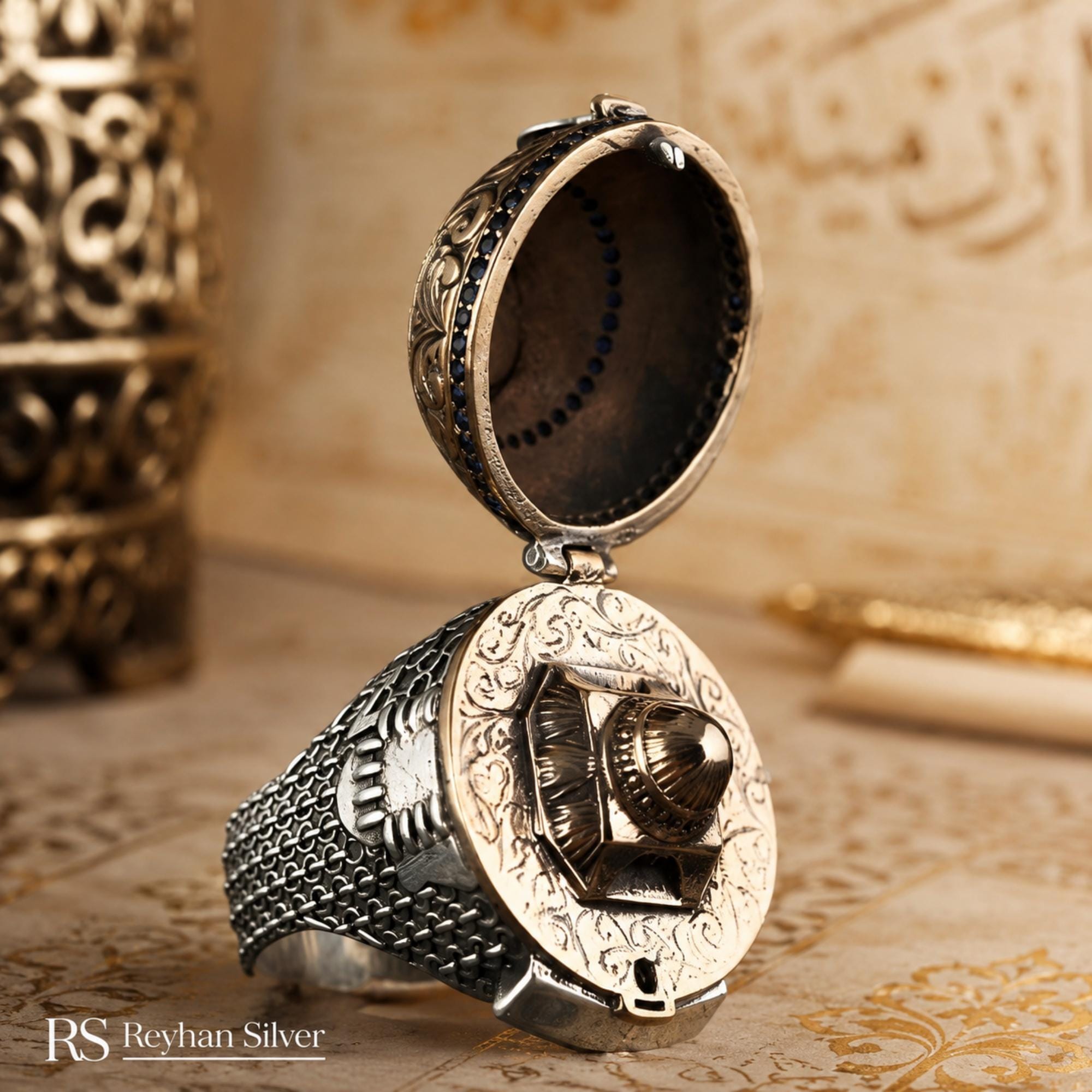 Hagia Sophia Sultan Helmet Sterling Silver Ring: Islamic Men's