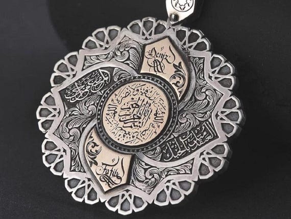 Unique Men's Personalized Silver Necklace - Custom Medallion Pendant