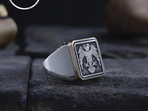 Seljuk Eagle Sterling Silver Ring: Handmade Ottoman Style