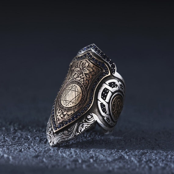 Handmade Seal of Solomon Ring: 925 Sterling Silver Ottoman Zihgir