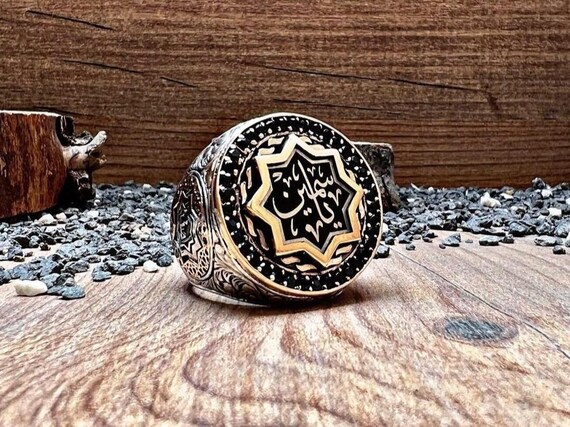 Oghuz Khan Sterling Silver Ring: Turkish Seal, Adjustable Band