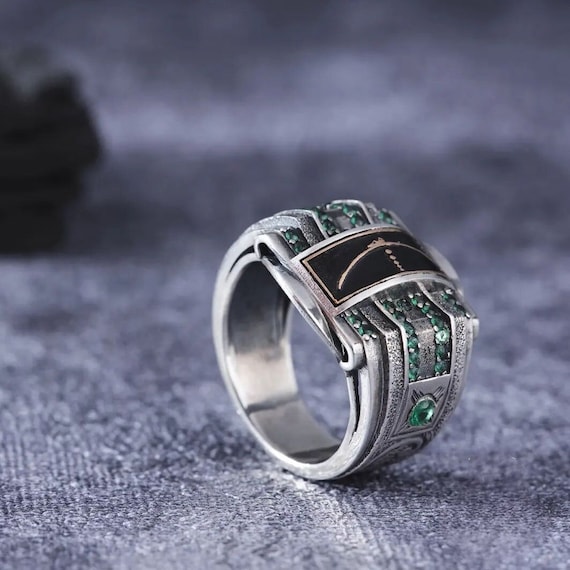 Adjustable Sterling Silver Men's Ring: Turkish Handmade Jewelry, Customizable