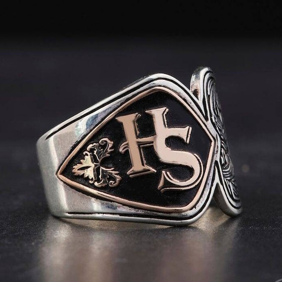 Engraved Initial 925 Sterling Silver Men's Ring: Wedding Engagement Gift