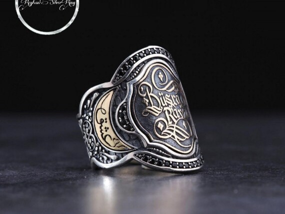 Engraved Sterling Silver Archery Thumb Ring - Personalized Zihgir Ring