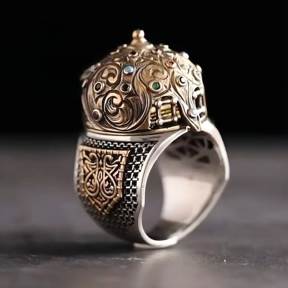 Hagia Sophia Silver Ring: Kaaba & Mosque Model, Engraved Signet