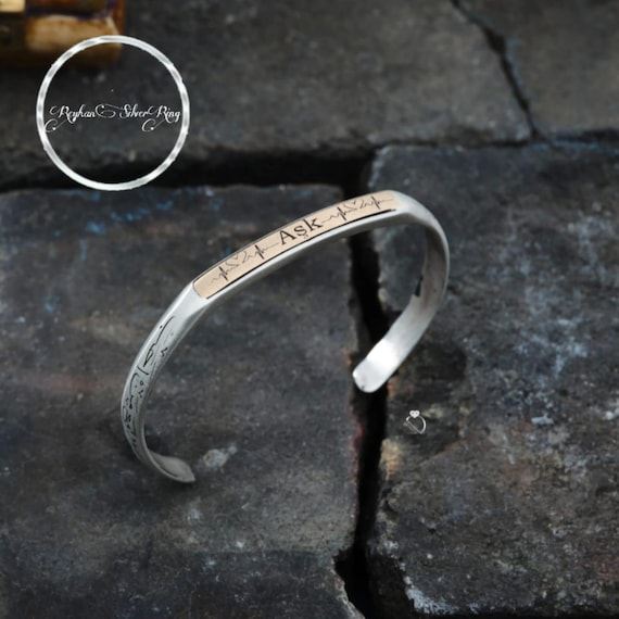 Handmade Sterling Silver Cuff Bracelet: Turkish Love Letter Jewelry