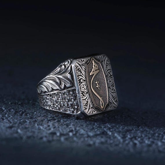 Handmade 925 Silver Ring with Hich Motif and Engraved Ottoman Details