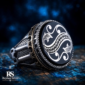 Unique Oltu Jet Stone Gemstone Ring