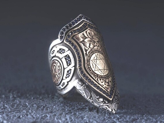 Handmade Seal of Solomon Ring: 925 Sterling Silver Ottoman Zihgir